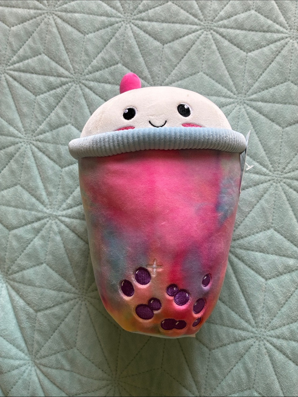 Plush Bubble Tea Stuffed Toy - Pink Tie-Dye